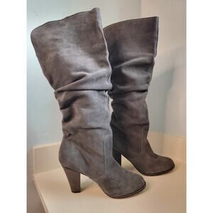 Baker Gray Bonnie Suede Pull-Up Slouch Heel Boots